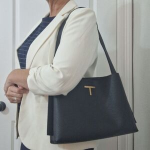 Tahari Black Leather Tote Bag